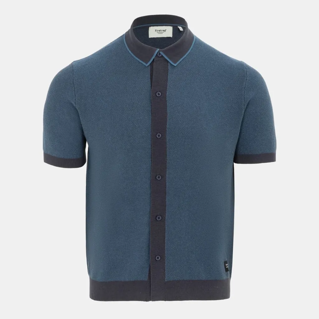 Polo Shirts*Firetrap Short Sleeve Knit Polo Shirts Cardigan in Blue
