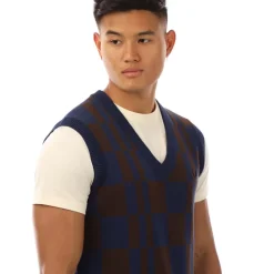 Tracksuits*Fred Perry Chequerboard Tank Top in Navy