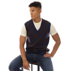 Tracksuits*Fred Perry Chequerboard Tank Top in Navy