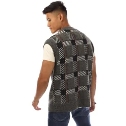 Tracksuits*Fred Perry Glitch Tartan Knitted Tank Top in Green