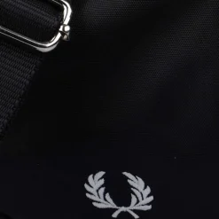 Bags*Fred Perry Graphic Print Barrel Bag in Black