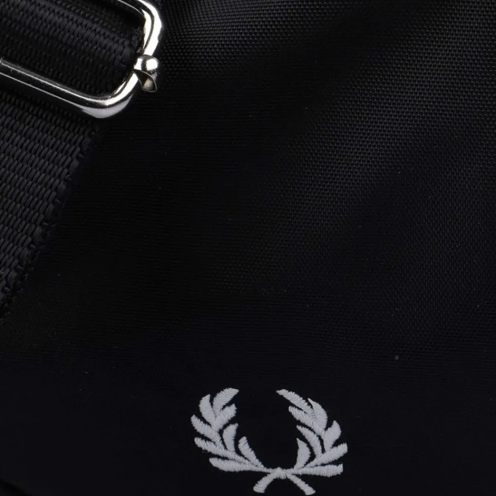 Bags*Fred Perry Graphic Print Barrel Bag in Black