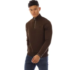 Sweatshirts*Fred Perry Half-Zip Sweatshirt in Brown