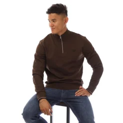 Sweatshirts*Fred Perry Half-Zip Sweatshirt in Brown