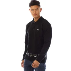 Shirts*Fred Perry Laurel Wreath Trim Knit Shirt in Black