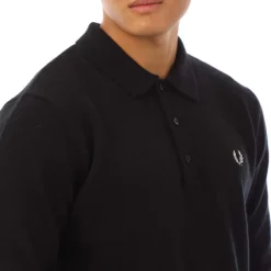 Shirts*Fred Perry Laurel Wreath Trim Knit Shirt in Black