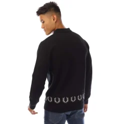 Shirts*Fred Perry Laurel Wreath Trim Knit Shirt in Black