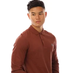 Polo Shirts*Fred Perry Long Sleeve Plain Polo Shirt in Brown