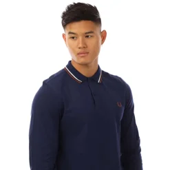 Polo Shirts*Fred Perry Long Sleeve Twin Tipped Polo Shirt in Navy