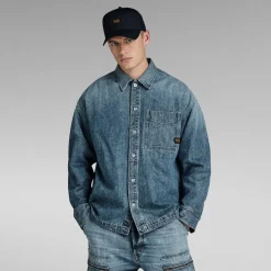 Coats And Jackets*G Star Boxy Fit Collared Neck Shirt Jacket in Blue