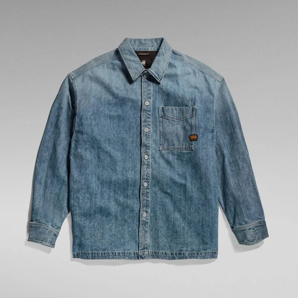 Coats And Jackets*G Star Boxy Fit Collared Neck Shirt Jacket in Blue