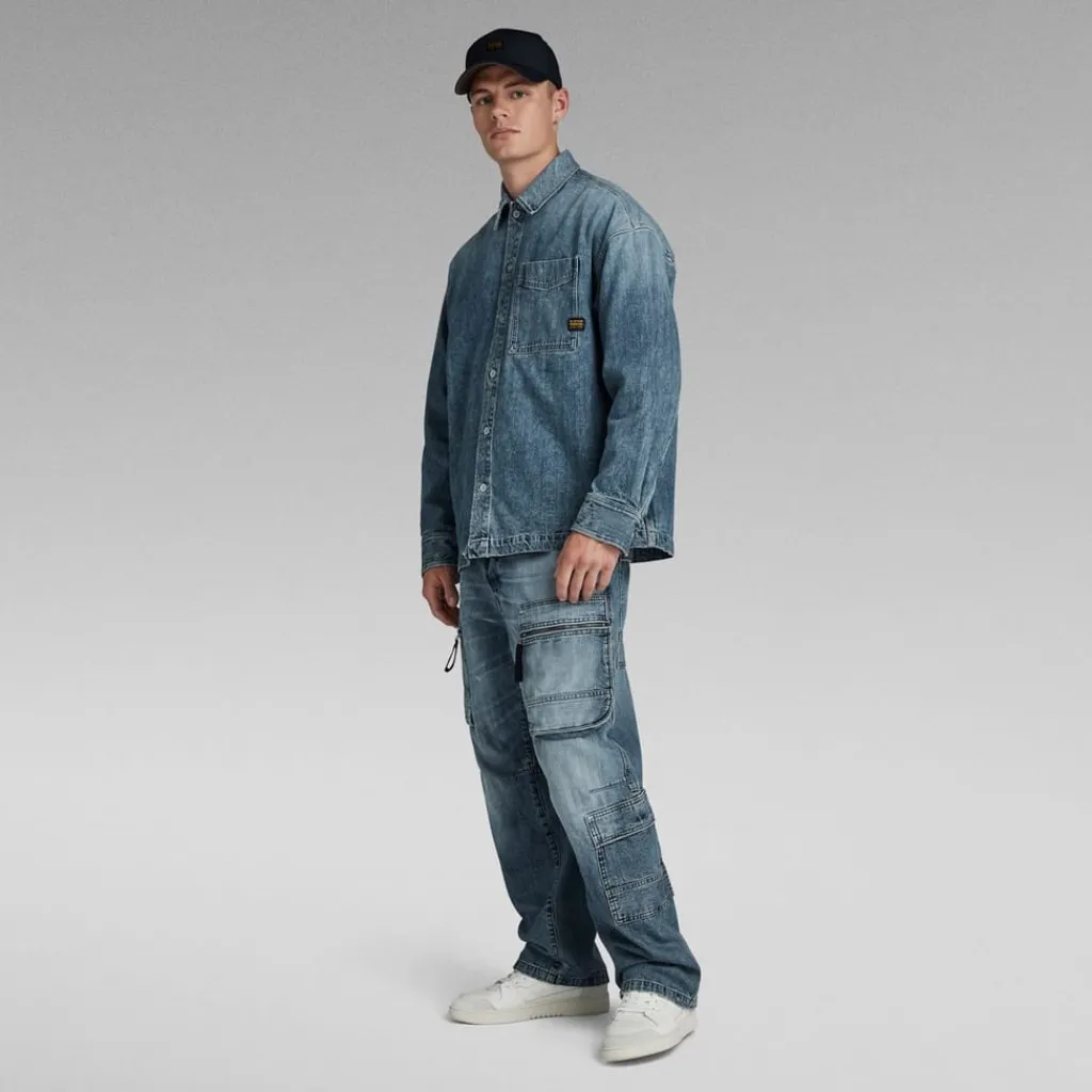 Coats And Jackets*G Star Boxy Fit Collared Neck Shirt Jacket in Blue