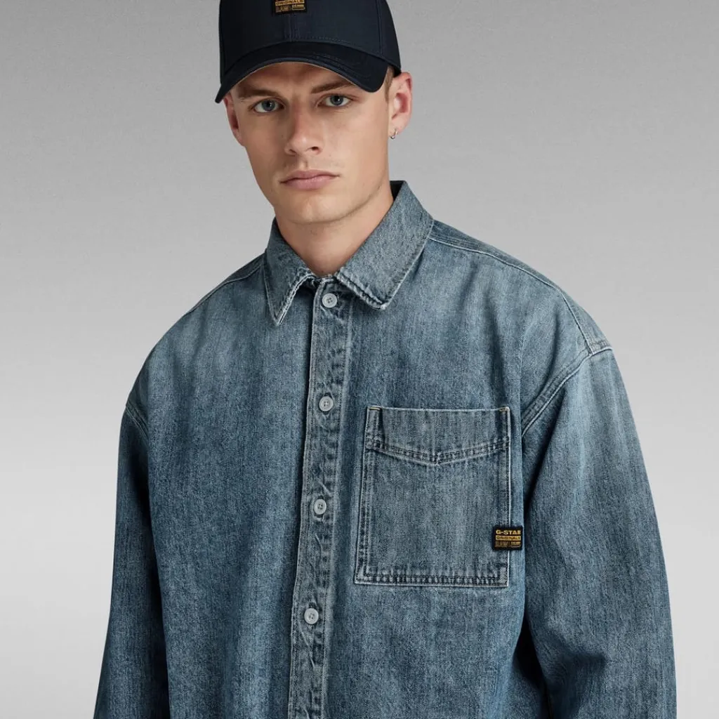 Coats And Jackets*G Star Boxy Fit Collared Neck Shirt Jacket in Blue