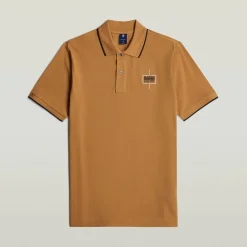 Polo Shirts*G Star Stripe Polo in Brown