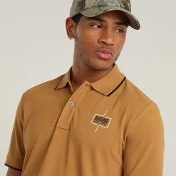 Polo Shirts*G Star Stripe Polo in Brown
