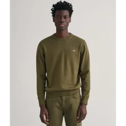 Knitwear*Gant Cotton Crew Neck Sweater in Green