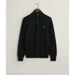 Knitwear*Gant Cotton Half Zip in Black