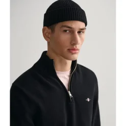 Knitwear*Gant Cotton Half Zip in Black