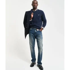 Knitwear*Gant Crew Neck Regular Fit Sweater in Blue