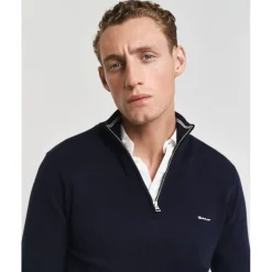 Knitwear*Gant Half Zip Jumper in Blue