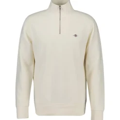 Knitwear*Gant Half Zip Sweatshirt in Cream
