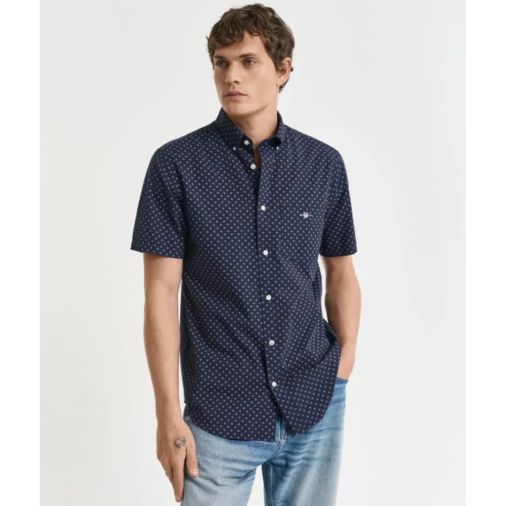 Shirts*Gant Print Short Sleeve Shirt in Blue