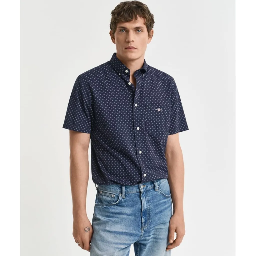 Shirts*Gant Print Short Sleeve Shirt in Blue