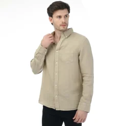 Shirts*Gant Regular Fit Garment Dyed Linen Shirt in Beige
