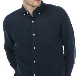 Shirts*Gant Regular Fit Garment Dyed Linen Shirt in Navy