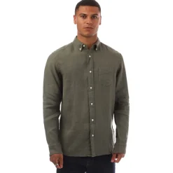 Shirts*Gant Regular Fit Garment Dyed Linen Shirt in Green