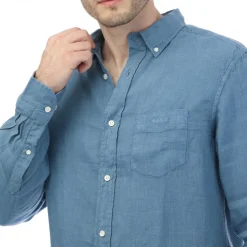 Shirts*Gant Regular Fit Garment Dyed Linen Shirt in Blue