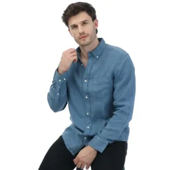 Shirts*Gant Regular Fit Garment Dyed Linen Shirt in Blue