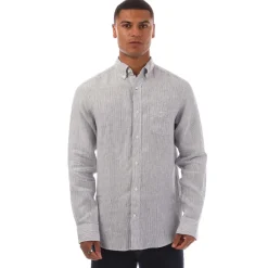 Shirts*Gant Regular Fit Striped Linen Shirt in White