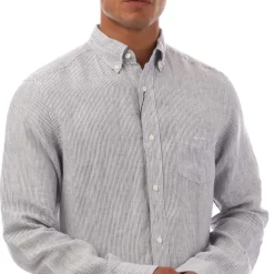 Shirts*Gant Regular Fit Striped Linen Shirt in White