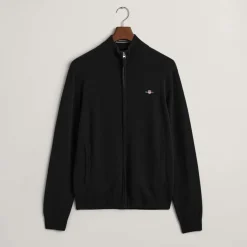 Knitwear*Gant Superfine Lambswool Zip Cardigan in Black