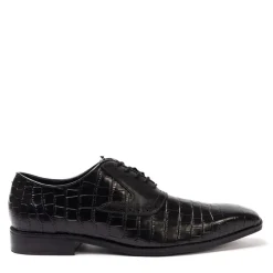 Footwear|Shoes*Giorgio Leather Croc Men Oxford Dress Brogue Shoes in Black