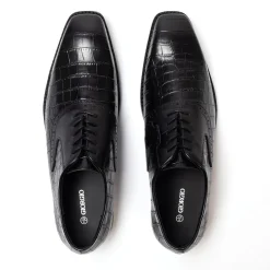 Footwear|Shoes*Giorgio Leather Croc Men Oxford Dress Brogue Shoes in Black