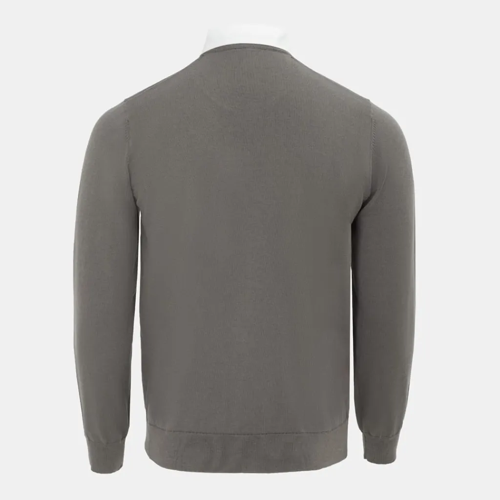 Knitwear*Giorgio Mens Mock V Neck Knitted Sweater in Grey