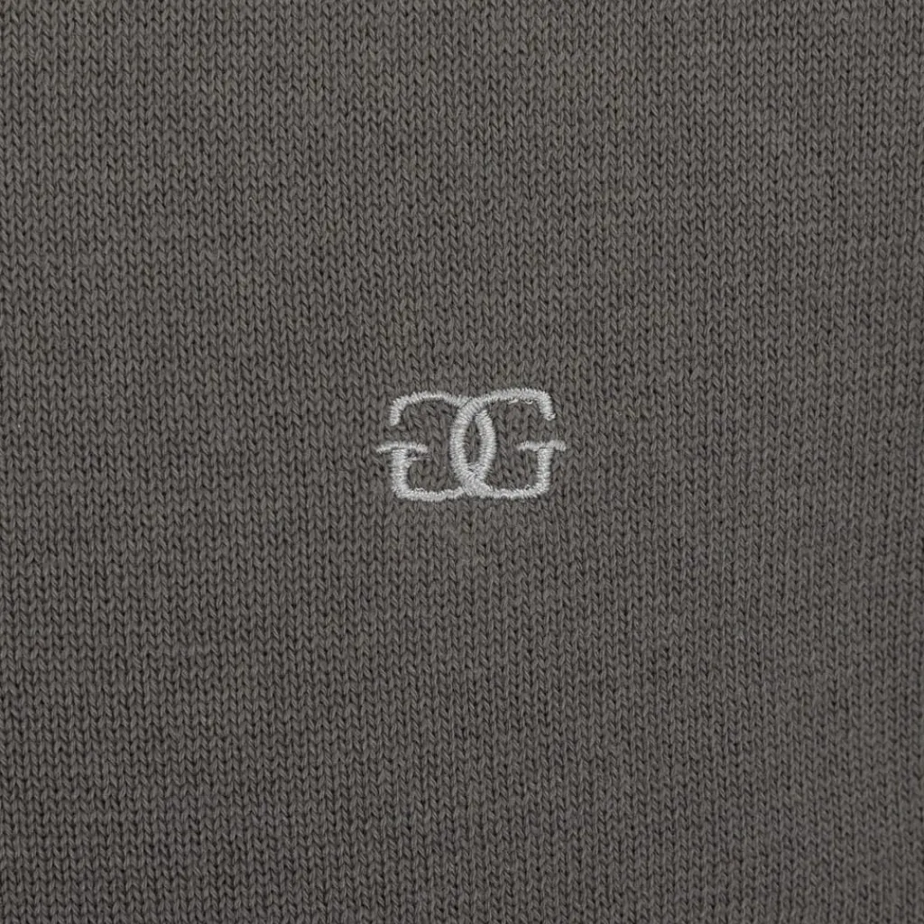 Knitwear*Giorgio Mens Mock V Neck Knitted Sweater in Grey