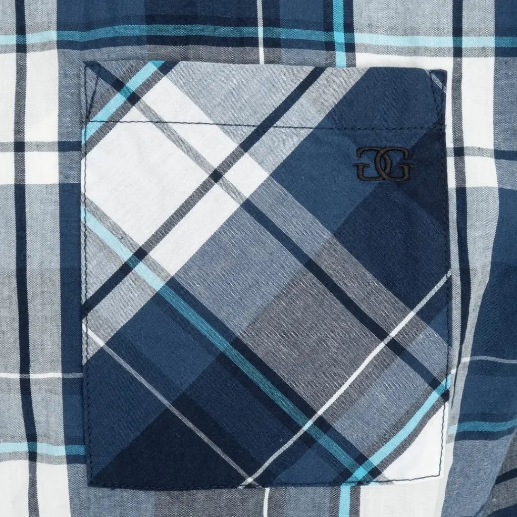 Shirts*Giorgio Mens Short Sleeve Check Shirt in Blue