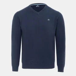 Knitwear*Giorgio Mens V Neck Classic Knitted Sweater in Blue