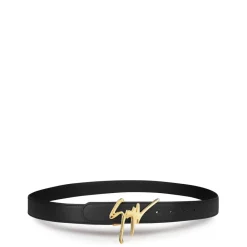 Belts*Giuseppe Zanotti Script Logo Belt in Black
