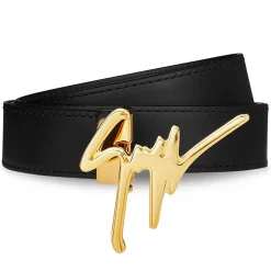 Belts*Giuseppe Zanotti Script Logo Belt in Black