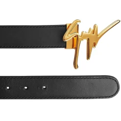 Belts*Giuseppe Zanotti Script Logo Belt in Black