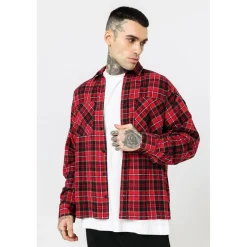 Shirts*Good For Nothing Check Flannel Shirt Red in Red