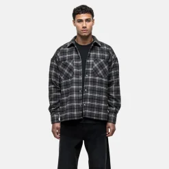 Shirts*Good For Nothing Wool Check Overshirt Charcoal in Grey
