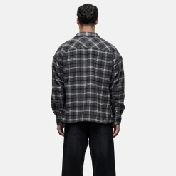 Shirts*Good For Nothing Wool Check Overshirt Charcoal in Grey