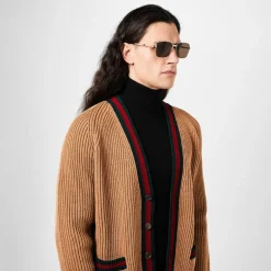 Sunglasses*Gucci Web Pattern Sunglasses in Gold