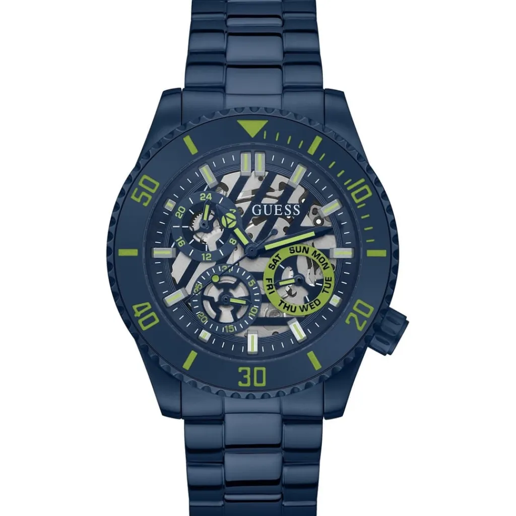 Jewellery-Watches*Guess Stainless Steel Fashion Analogue Quartz Watch in Blue