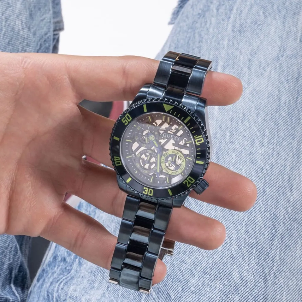 Jewellery-Watches*Guess Stainless Steel Fashion Analogue Quartz Watch in Blue